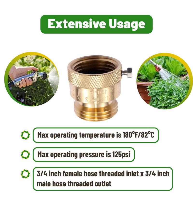 [Australia] - Litorange 2 Pack Brass 3/4" Inch GHT Hose Bibb Connector Backflow Preventer Vacuum Breaker 