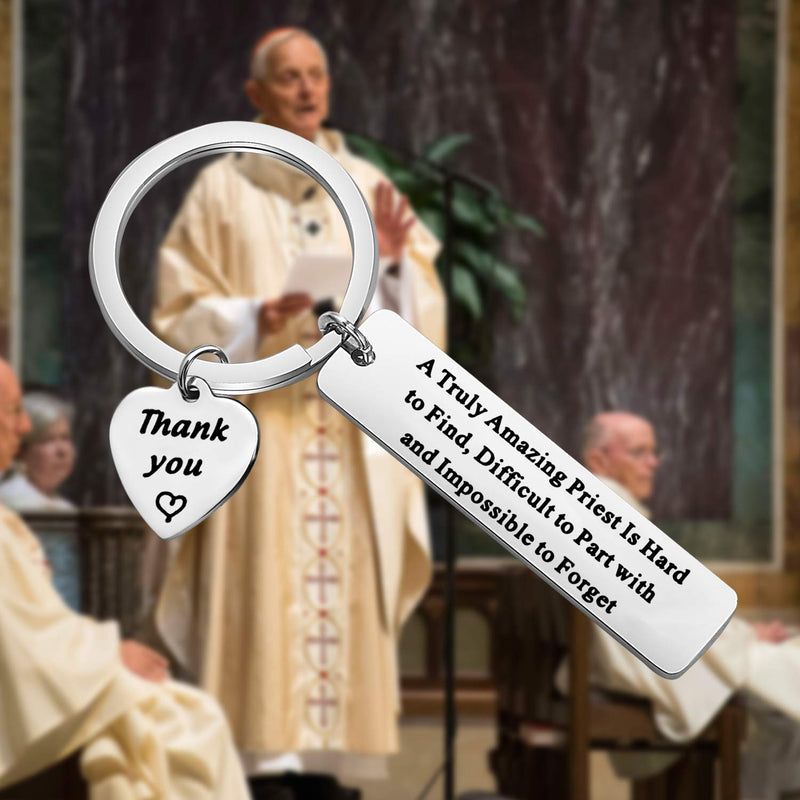 [Australia] - LQRI Catholic Priest Gift Priest Appreciation Gift A Truly Amazing Priest is Hard to Find and Impossible to Forget Keychain Gift for Priest Leaving Retirement Gift k-amazing priest 