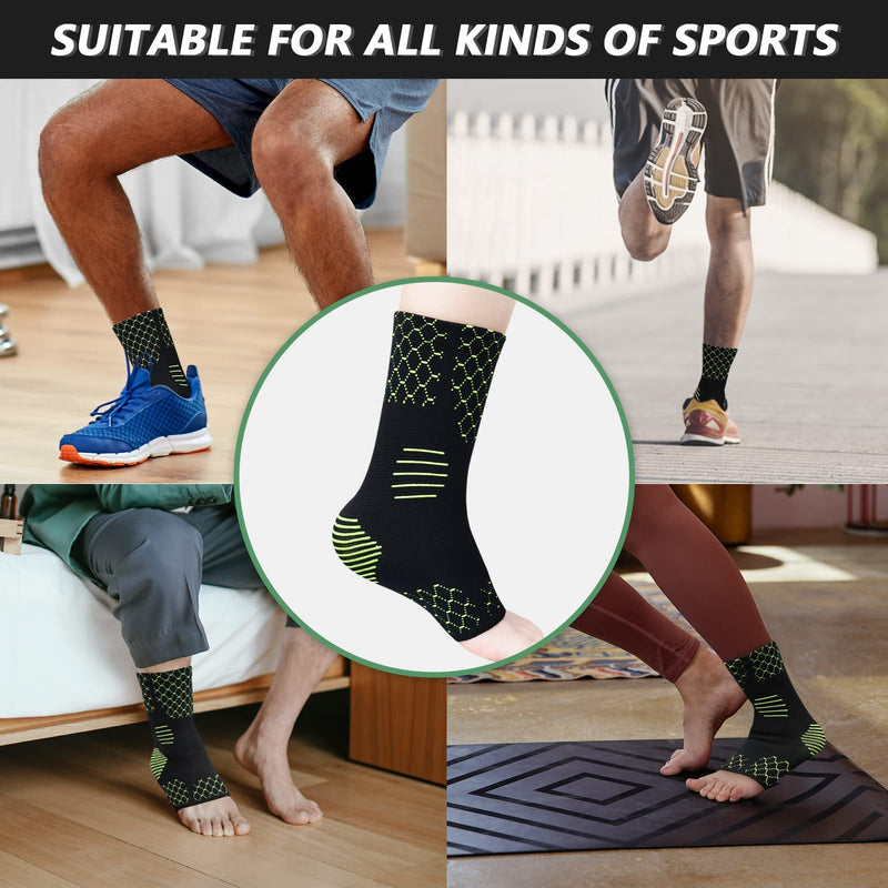 [Australia] - INDEEMAX 1 Pair Ankle Sprain Brace, Compression Ankle Wrap for Sprained Ankle Support Brace for Achilles Tendonitis, Joint Pain Relief, Plantar Fasciitis, Running, Volleyball Ankle Braces (Small, Green) Small 