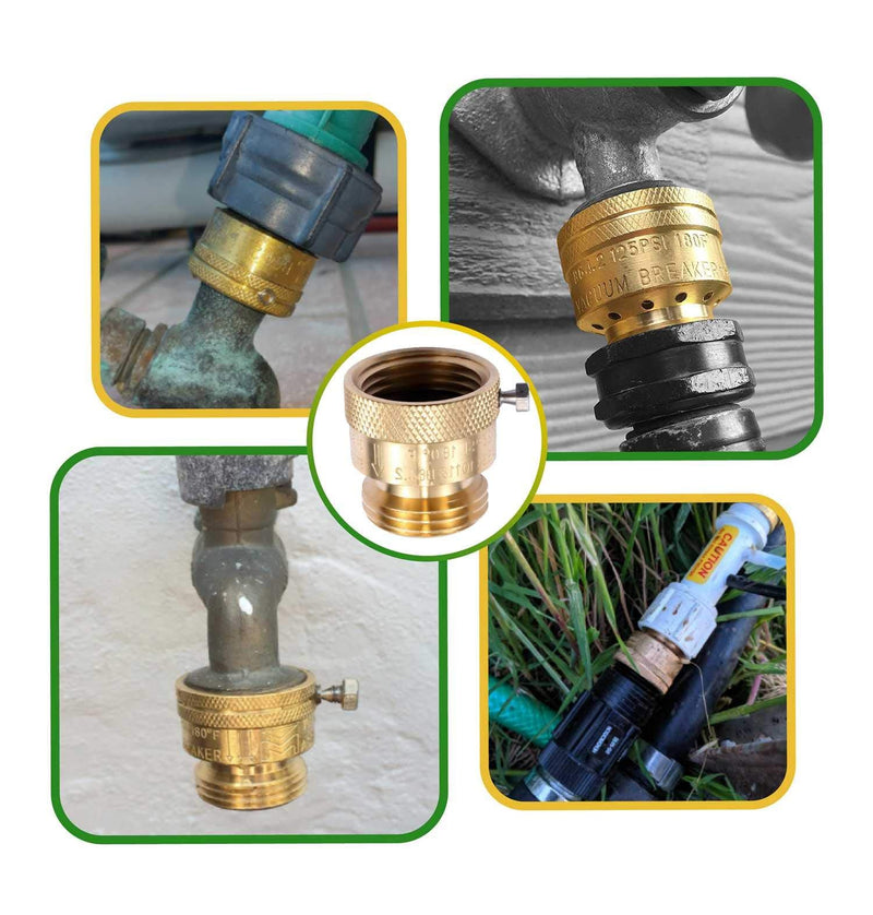 [Australia] - Litorange 2 Pack Brass 3/4" Inch GHT Hose Bibb Connector Backflow Preventer Vacuum Breaker 