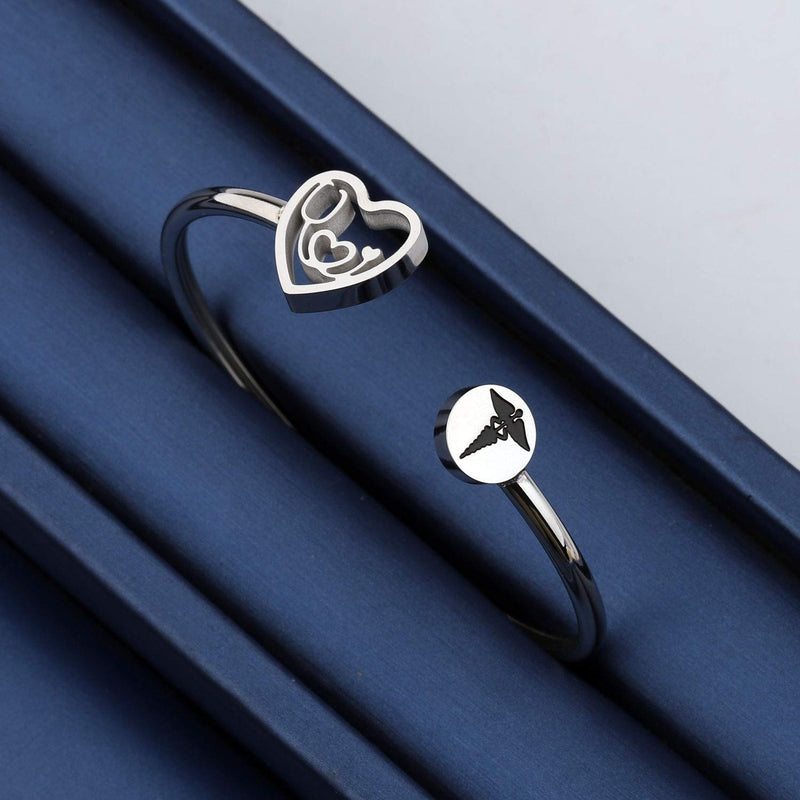 [Australia] - CYTING Doctor Nurse Stethoscope Cuff Bracelet Medical Jewelry Medical Student Graduation Gift for RN MA NP PA Stethoscope Caduceus Bracelet 