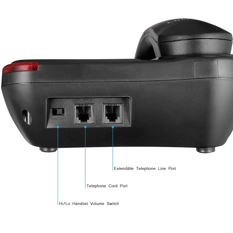 [Australia] - Ornin S016+ Big Button Corded Telephone with Speaker, Desk Phone (Black) 