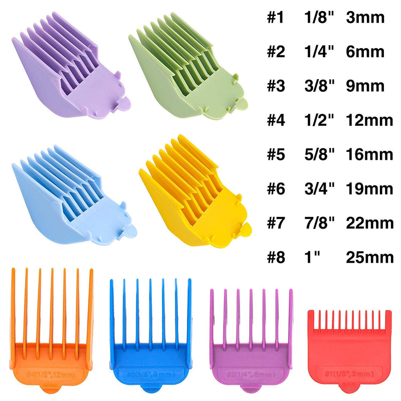 [Australia] - 8Pcs Colorful Professional Hair Clipper Guard Combs Attachment #3171-500 1/8” to 1,Replacement Hair Guards Combs Set Fits for Most Full Size Hair Clippers/Trimmers 