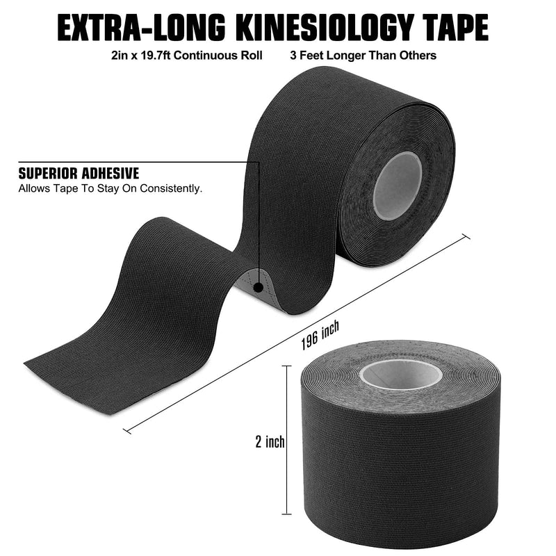 [Australia] - Kinesiology Tape (1 Uncut Roll) Kinetic Tape 16.4 ft Waterproof Athletic Sports Tape Physio Tape for Knees, Shoulder, Ankles, Elbow, Pain Relief,Joint Support (Black) (1 Roll) Black 