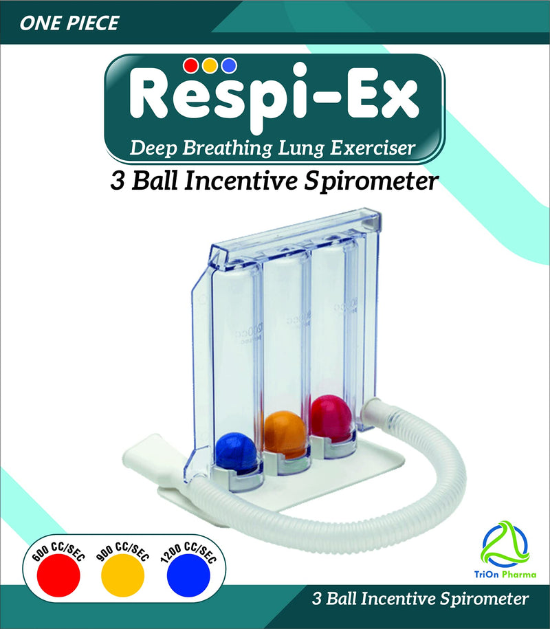 [Australia] - Respi-Ex Deep Breathing Lung Exerciser | Washable & Hygienic | Breath Measurement System | Lung Exerciser | 3 Ball Incentive Spirometer 
