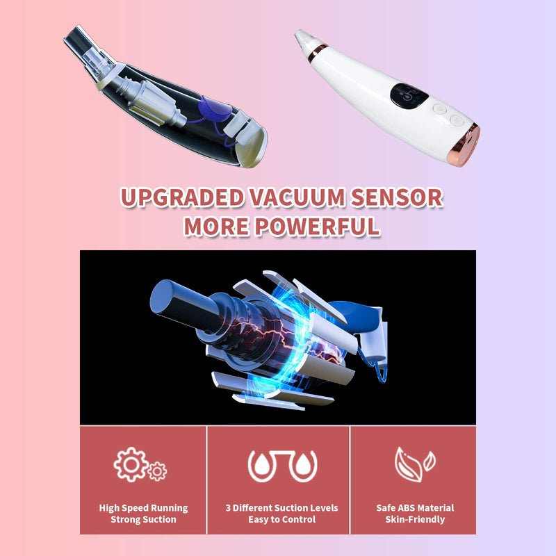 [Australia] - Blackhead Remover Vacuum, Empureross Electric Pore Vacuum Cleanser with 6 Suction Heads, LED Screen, Rechargeable Blackhead Acne Removal Tools Kit for All Skin Types 