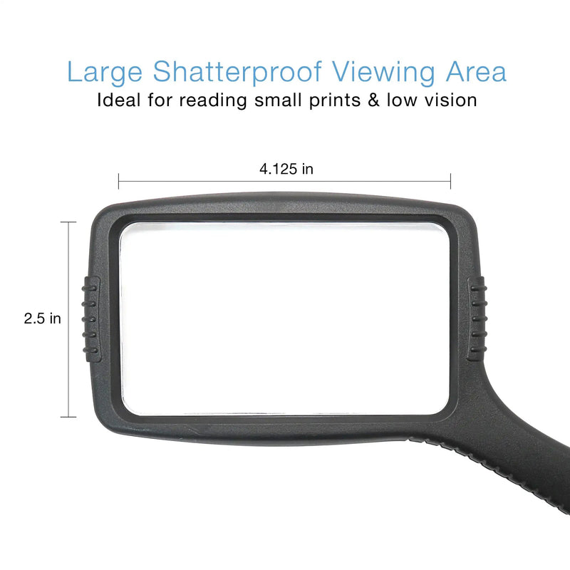 [Australia] - MagniPros Jumbo Size Magnifying Glass Wide Horizontal Lens(3X Magnification)- Shockproof Housing & Scratch Resistant Design W/Large Viewing Area Ideal for Reading Small Prints & Low Vision 