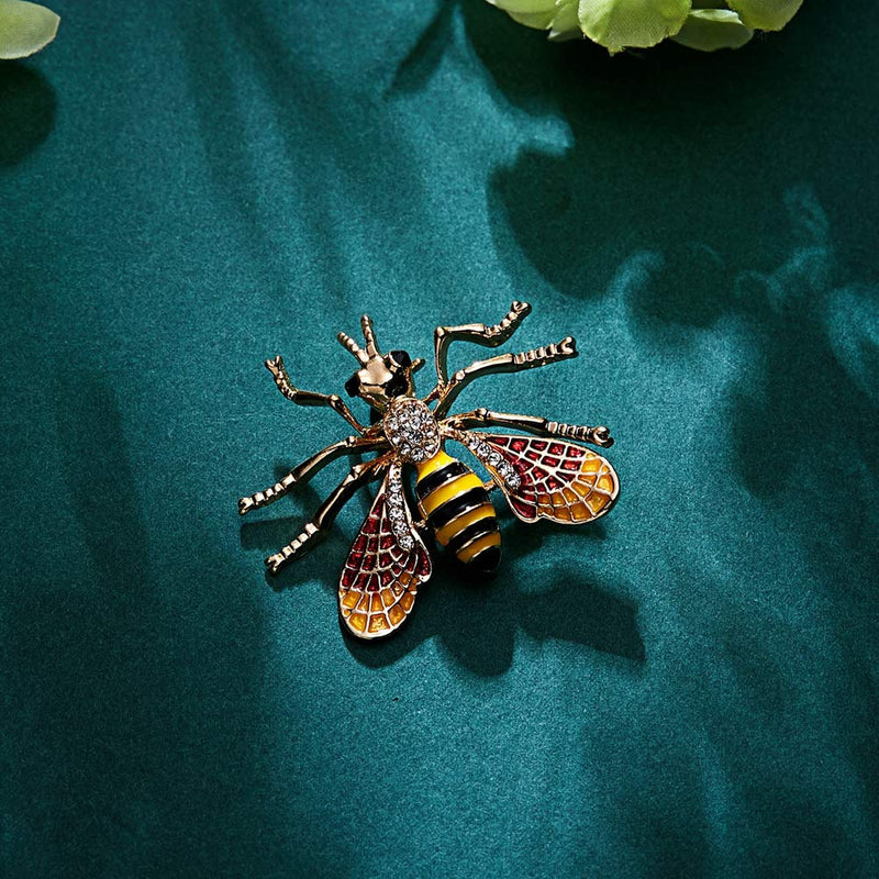 [Australia] - N-A 4 Pieces Insect Bee Brooch Pin Set for Women, Crystal Enamel Insect Animal Brooches Pins Vintage Jewelry Set of 4 