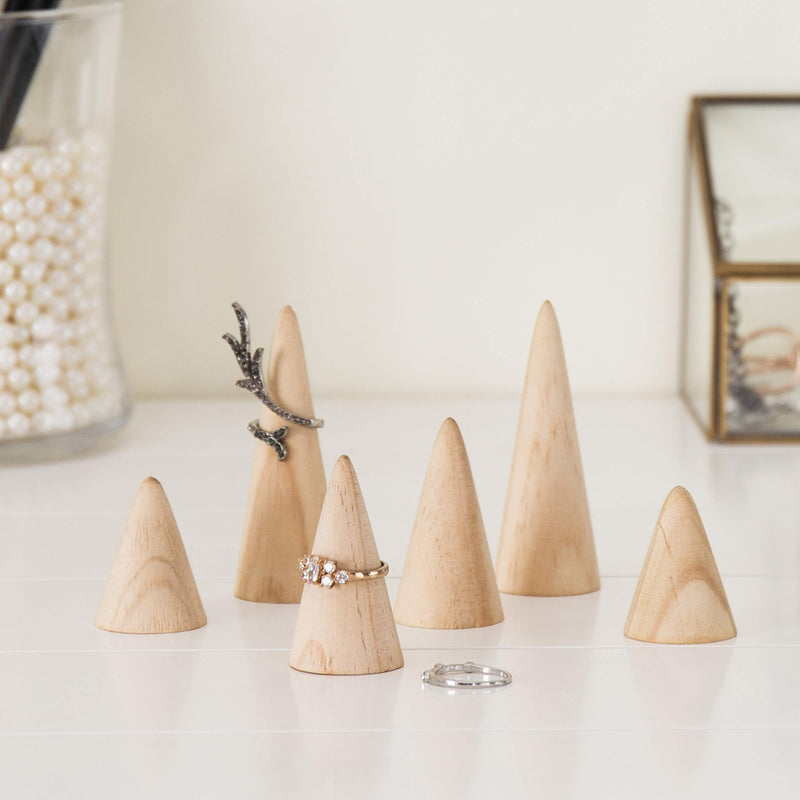 [Australia] - MyGift Set of 6 Natural Wood Cone Ring Holders 