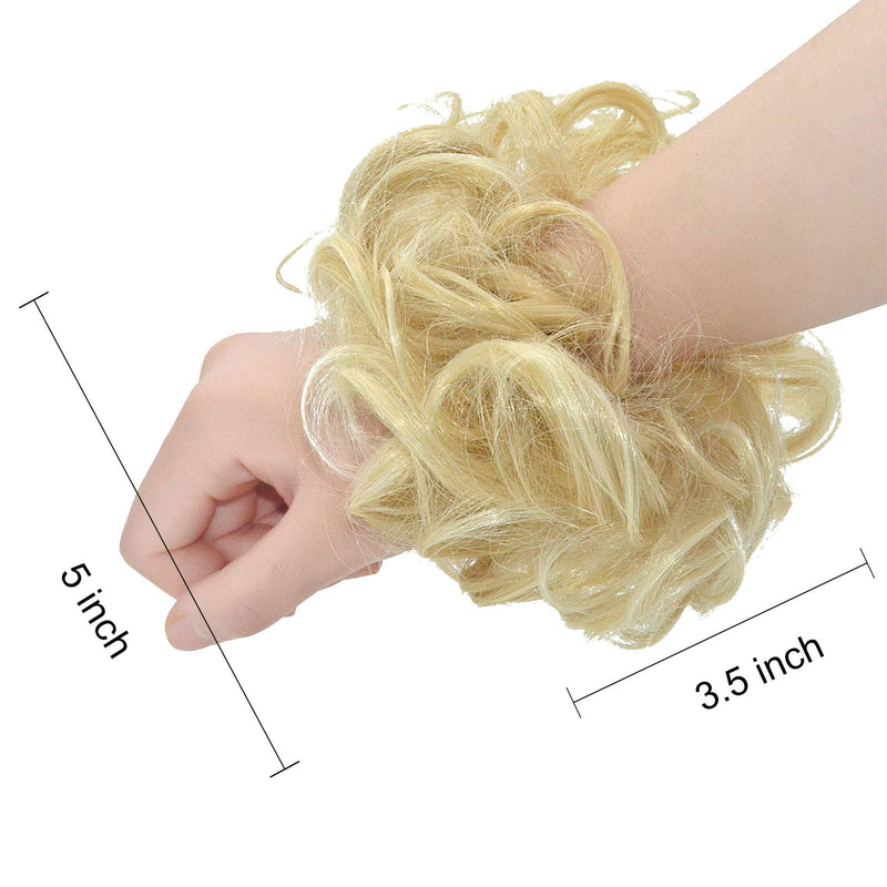 [Australia] - Messy Bun Hair Piece Hair Scrunchies Extension Curly Wavy Messy Synthetic Chignon for Women Updo Hairpiece (Golden Mixed Bleach White Blonde) Golden Mixed Bleach White Blonde 
