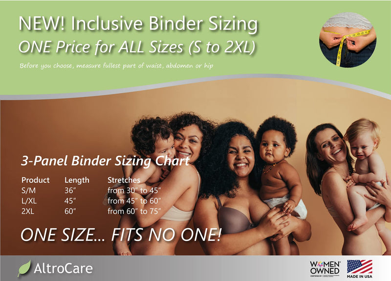 [Australia] - AltroCare 3 Panel, 9" Postpartum Abdominal Binder & Belly Band. Size L/XL stretches to fit 45" to 60" Large/X-Large (Pack of 1) 