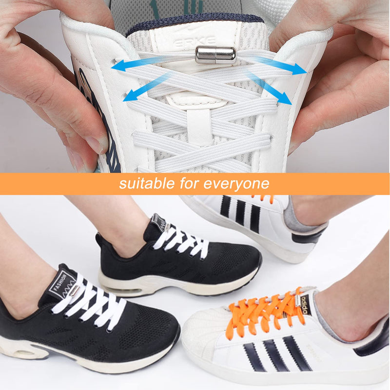 [Australia] - Etercycle 4 Pairs No Tie Elastic Shoelaces with Metal Buckles Universal Shoelace Lock Tieless Shoe Laces for Adults Kids Men Women Shoelaces Replacements 
