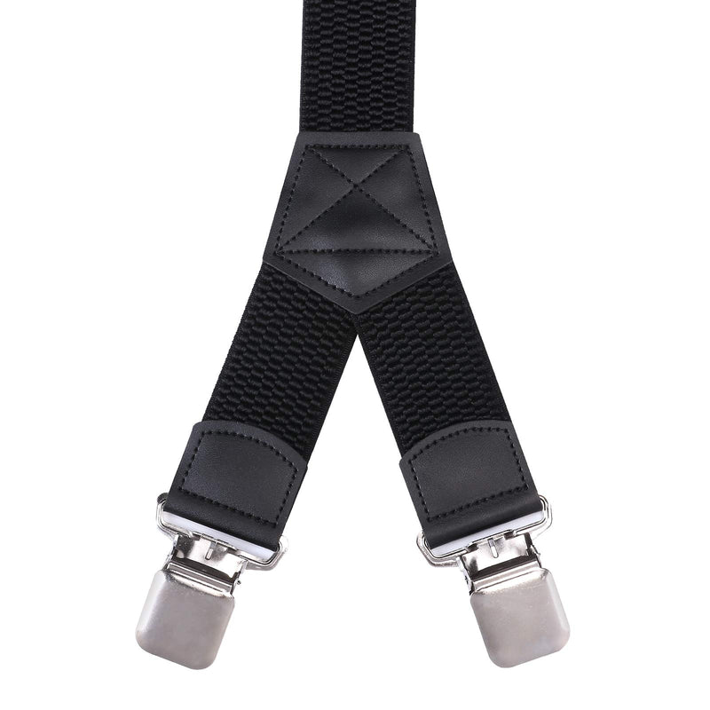 [Australia] - Suspenders For Men With Heavy Duty Metal Clips Mens 1.6" Band Wide Adjustable X Y Back Brace Elastic Straps Black 