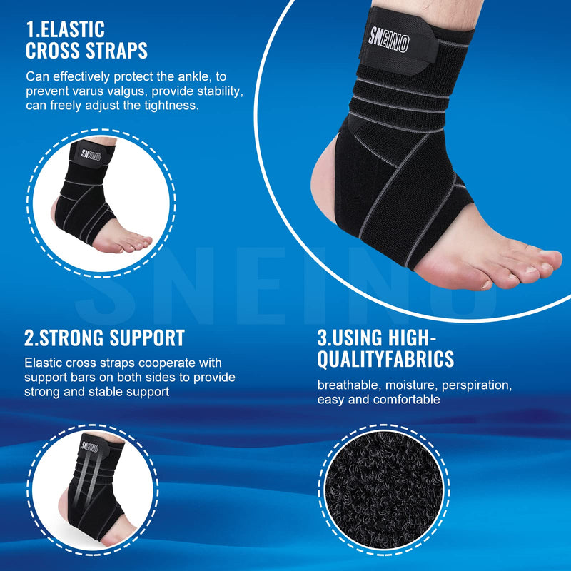 [Australia] - SNEINO Ankle Brace for Women & Men - Ankle Brace for Sprained Ankle, Ankle Stabilizer for Sprain, Injury Recovery, New Upgrade Adjustable Breathable Ankle Support Brace for Basketball, Running New upgrade black M - 1 PACK 