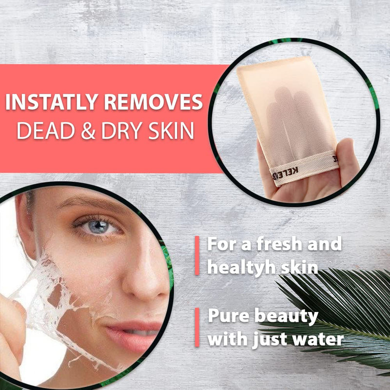 [Australia] - Kese Body Exfoliating Scrub Peel, Turkish Bath Hamam Spa Mitt and %100 Natural Silk Face Mitt 