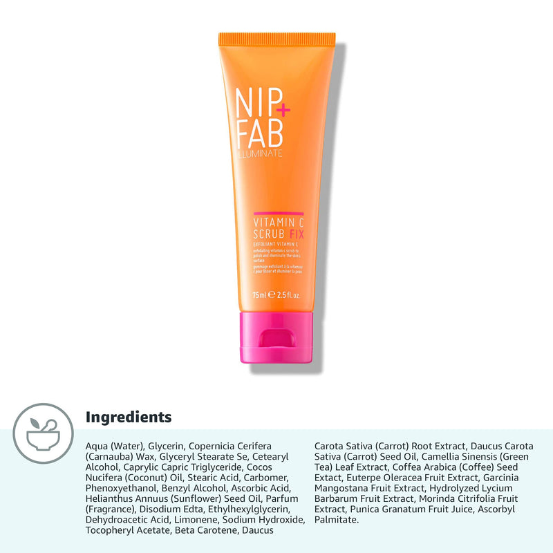 [Australia] - Nip + Fab Vitamin C Fix Scrub for Face with Coconut Oil and Coffee Seed Cleansing Exfoliating Facial Cleanser for Skin Brightening Fine Lines and Wrinkles, 75 ml 