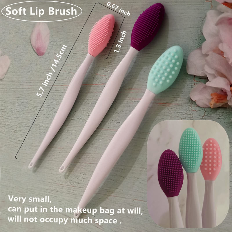 [Australia] - 3 PCS Lip Scrub Brush, Double-Sided Silicone Exfoliating Lip Brush, Exfoliating Brush for Men Women Lip Brush Mini Exfoliating Lip Brush lip lightening for dark lips 