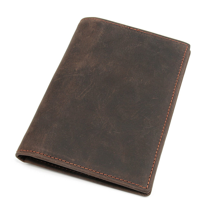 [Australia] - RFID Blocking Passport Holder Travel Wallet - Genuine Leather Dark Brown Bifold Wallet 