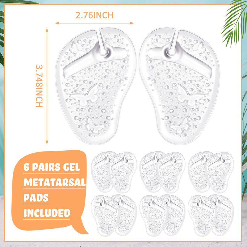 [Australia] - 6 Pairs Gel Metatarsal Pads for Thong Forefoot Cushion Inserts Foot Pads Non Slip Shoe Cushion for Sandals Thong Pads Self Adhesive Thong Pads Toe Post Protector Pain of Foot Grip Pads for Women Men 
