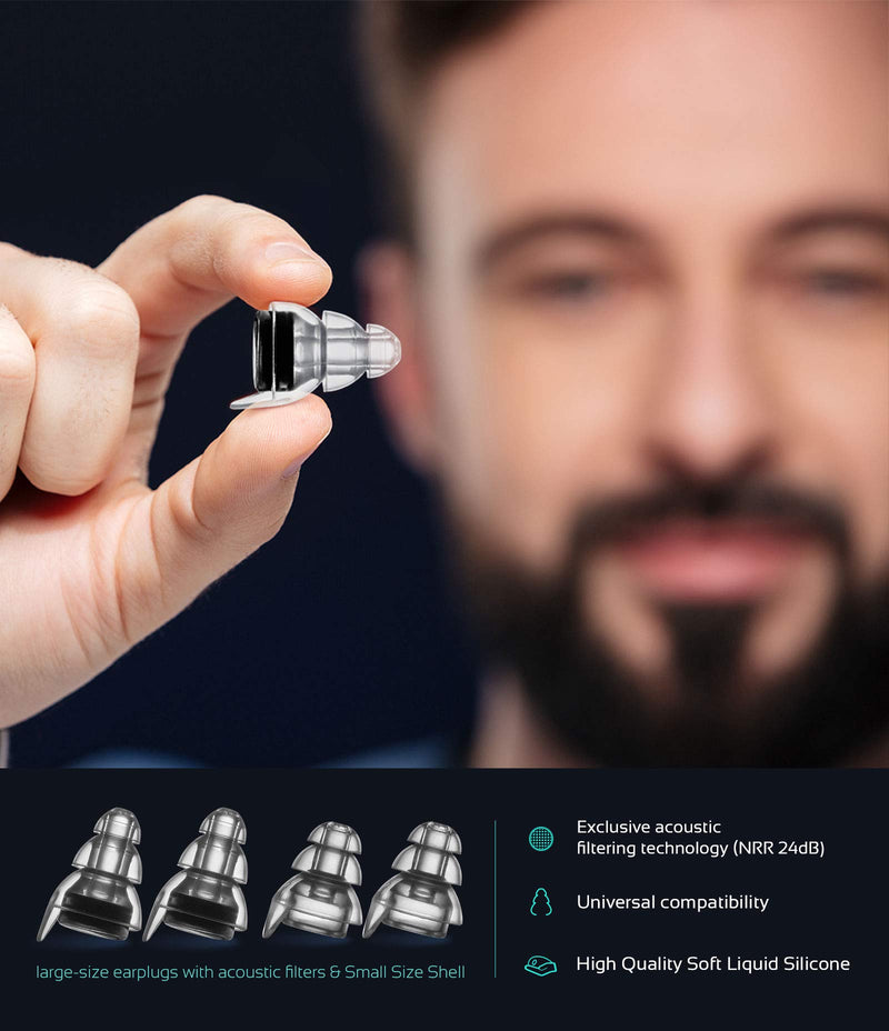 [Australia] - High Fidelity Concert Earplugs, Reusable Musicians Ear Plugs, 24dB Advanced Filter Technology Ear Protection for Music Festivals, DJs, Musicians Black 