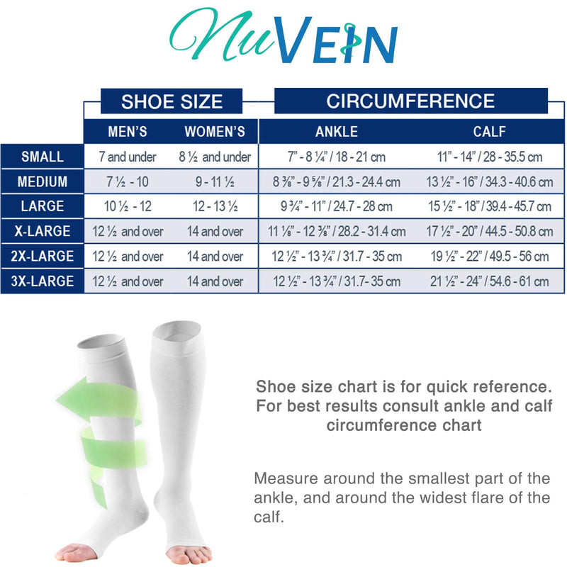 [Australia] - NuVein Surgical Stockings, 18 mmHg Support for Embolic Recovery, Medical Unisex Fit, Knee High, Open Toe, White, Medium Medium (1 Pair) 