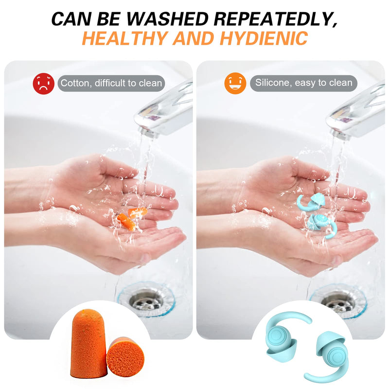 [Australia] - Ear Plugs Noise Cancelling Soft Silicone Ear Plugs for Sleep, 2pair Earplugs Sound Blocking Sleeping Reusable Noise Reduction Ear Plugs for Snoring,Sleeping,Work,Concerts,Studying and Travel(Blue) Blue 