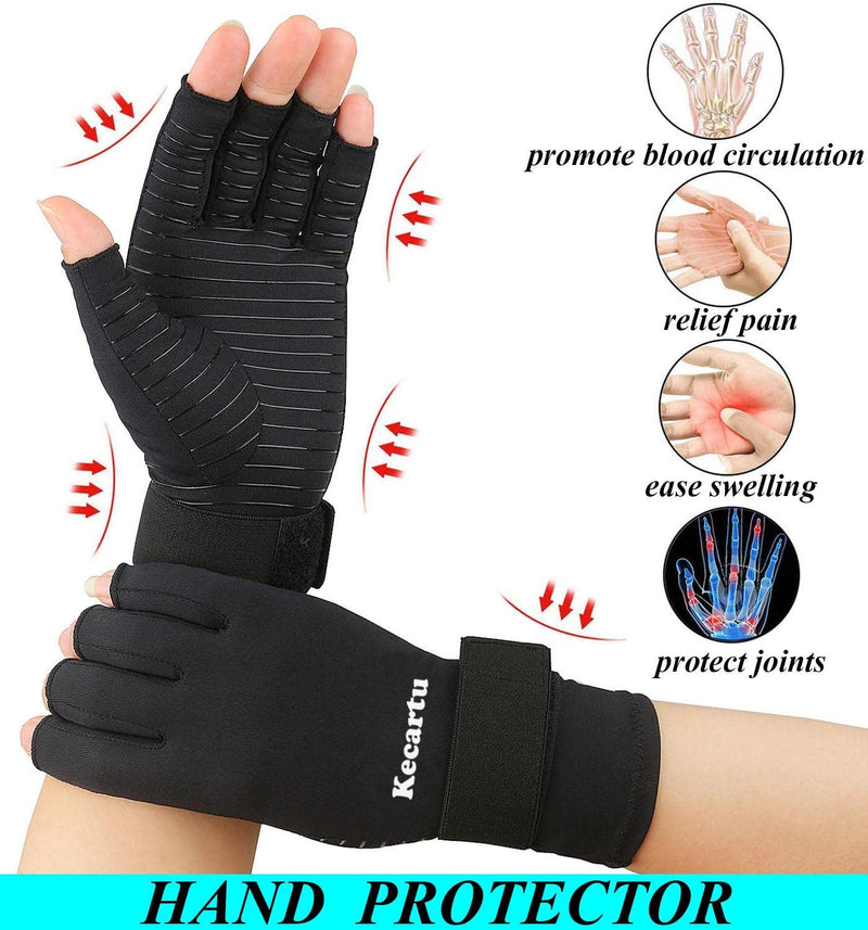 [Australia] - 2 Pairs Compression Gloves, Copper Arthritis Gloves with Adjustable Strap,Carpal Tunnel,Typing,Support for Men & Women (Large/X-Large (2-Pair)) Large/X-Large (2-Pair) 