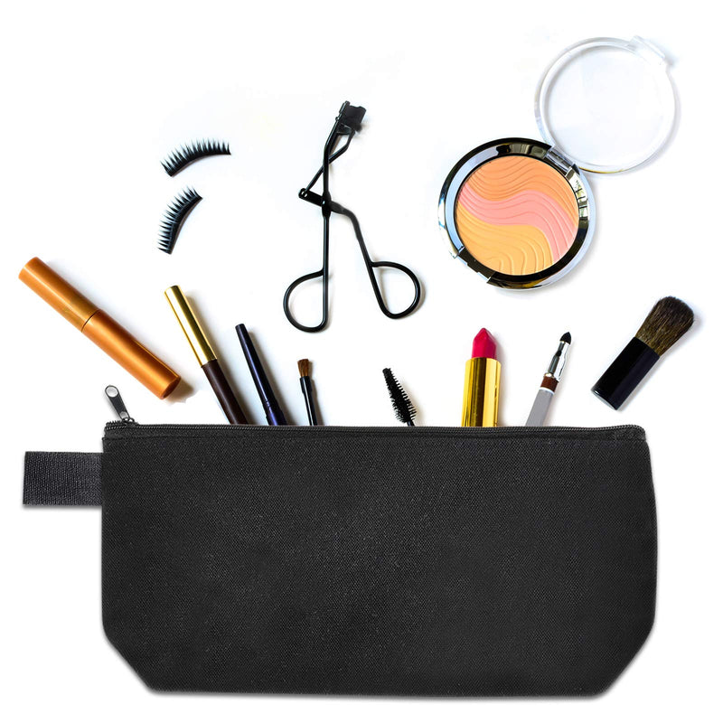 [Australia] - 8 Pieces Canvas Cosmetic Bags Plain Makeup Pouch with Zipper Blank DIY Bags for Travel Toiletry Makeup Cosmetic Stationery (Black, 10.2 x 5.1 x 2 Inches) Black 