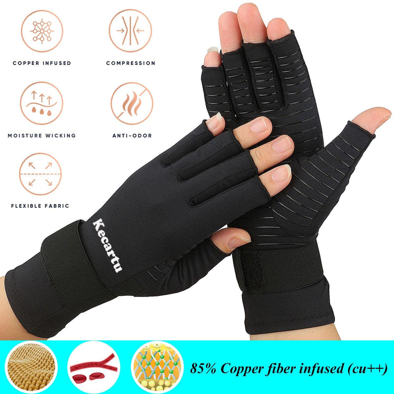 [Australia] - 2 Pairs Compression Gloves, Copper Arthritis Gloves with Adjustable Wrist Strap,Carpal Tunnel,Computer Typing,Support for Men & Women (Small/Medium (2 Pairs)) Small/Medium (2 Pairs) 