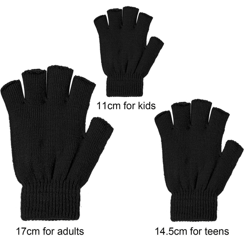 [Australia] - Cooraby 2 Pairs Unisex Warm Half Finger Gloves Winter Fingerless Gloves (L for Adults, M for Teens, S for Kids) Black L 
