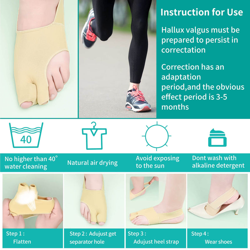 [Australia] - Bunion Corrector Sleeve with Soft Gel Bunion Pads Toe Straightener DYKOOK Toe Separator for Overlapping Toe, Hallux Valgus, Bunion Splint Support Sock Bunion Pain Relief Guard (Large) Beige L 