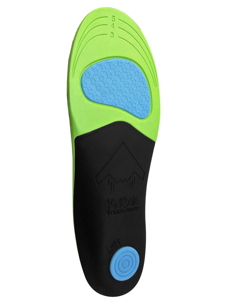[Australia] - KidSole Stealth Fighter: High Arch Support Insole. Slim Profile, Strong Arch, Soft Memory Foam Top & Lightweight Design. Inward/Falling Ankle Correction ((24 cm US Kid's Size 3-6)) (24 CM US Kid's Size 3-6) 