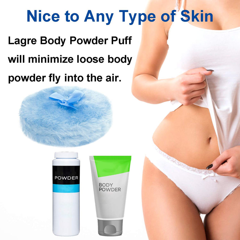 [Australia] - Large Fluffy Powder Puff, Body Cosmetic Powder Puff, Soft Face Body Powder Puff for Baby& Kid& Adult (4 Inch with Ribbon Handle, Blue) 4 Inch with Ribbon Handle 