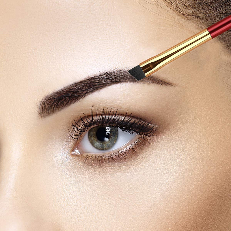 [Australia] - ENERGY Eyebrow Brush Angled Fine Gel Eyeliner Makeup Brush L111 Ultra Thin Slanted Pro Precision Lash Liner Brush Firm Stiff Synthetic Bristles for Liquid Cream Concealer Blending Brow Defining Applicator Red 