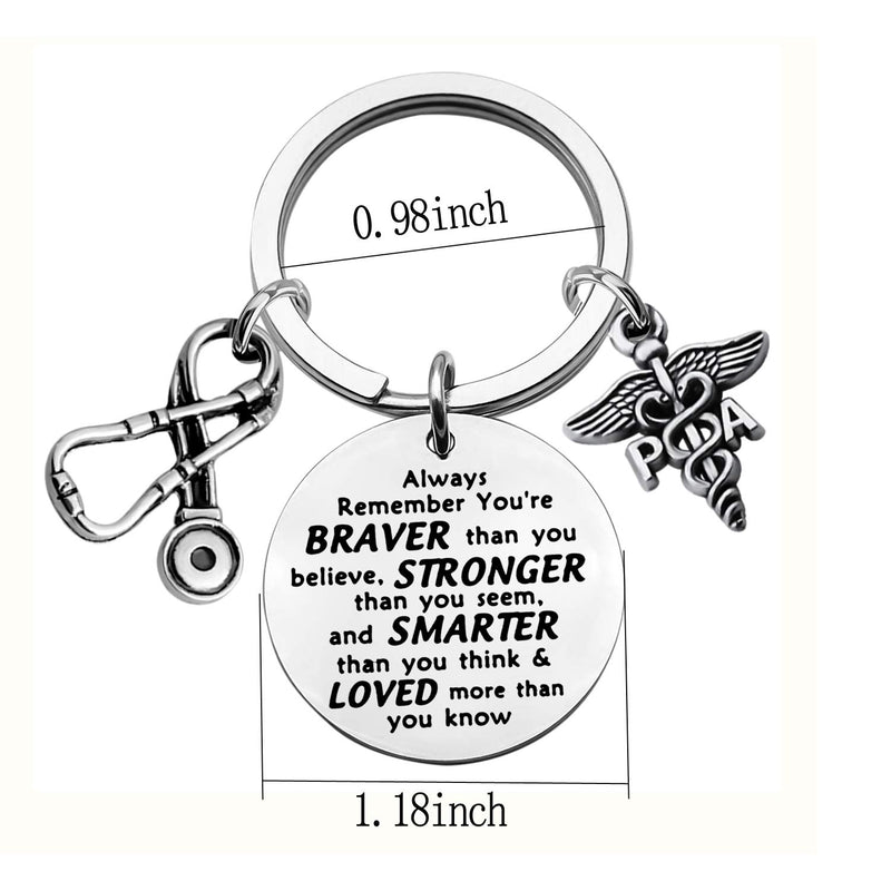 [Australia] - Physicians Assistant Gifts PA Keychain Physician Assistant Graduation Gift PA Student Inspiration Gifts You are Braver Stronger Smarter Than You Think keychain PA 