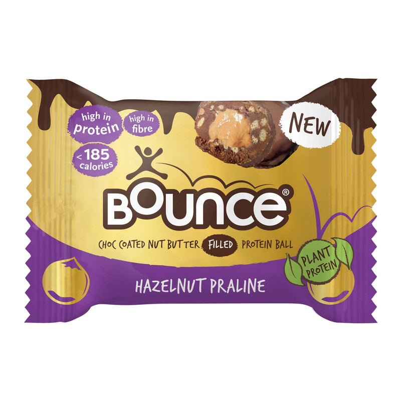 [Australia] - Bounce Hazelnut Praline Plant Protein Balls, Coated in Smooth Dark Chocolate, 12 x 40g Individual Vegan Protein Balls 
