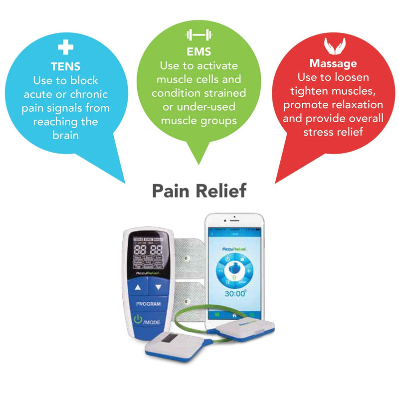 [Australia] - AccuRelief Wireless Tens Unit and EMS Muscle Stimulator - Includes Pulse Massager - Pain Relief Device with Remote and Mobile App 