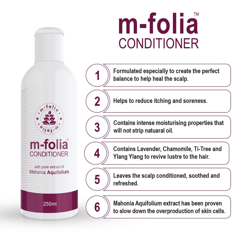 [Australia] - M-FOLIA Conditioner Multipack 3x 250ml. A Light Cream Rinse Conditioning Treatment for Scalp Psoriasis and Eczema containing Pure Extract of Mahonia Aquifolium and a Special Blend of Aromatherapy Oils 