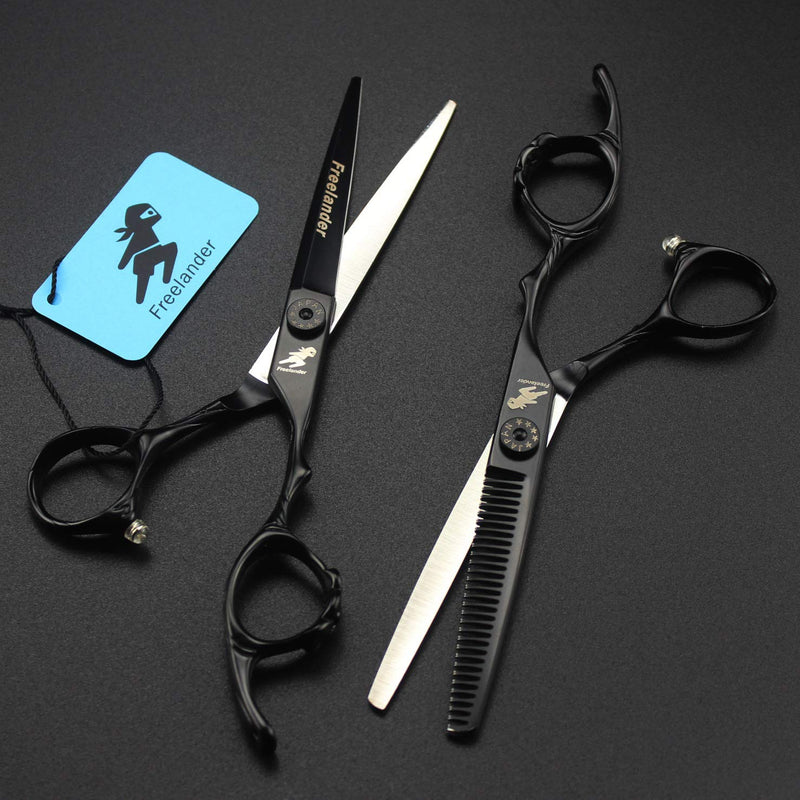 [Australia] - 6.0" Professional Japan 440C Hair Cutting Shears - Salon Hair Blending/Thinning/Texturizing Scissor for Barber or Home Use Black 