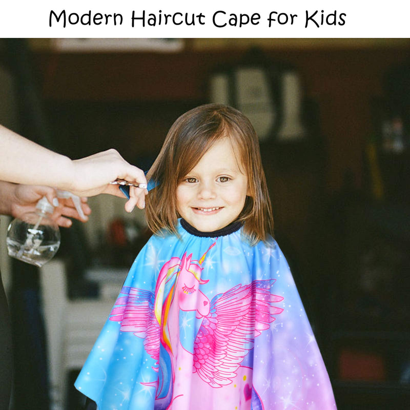 [Australia] - Kids Haircut Cape, Unicorn Dinosaur Barber Cape with Adjustable Neckline, Hair Cutting Cover Apron Gown for Girls Boys (Pink Unicorn) Pink Unicorn 