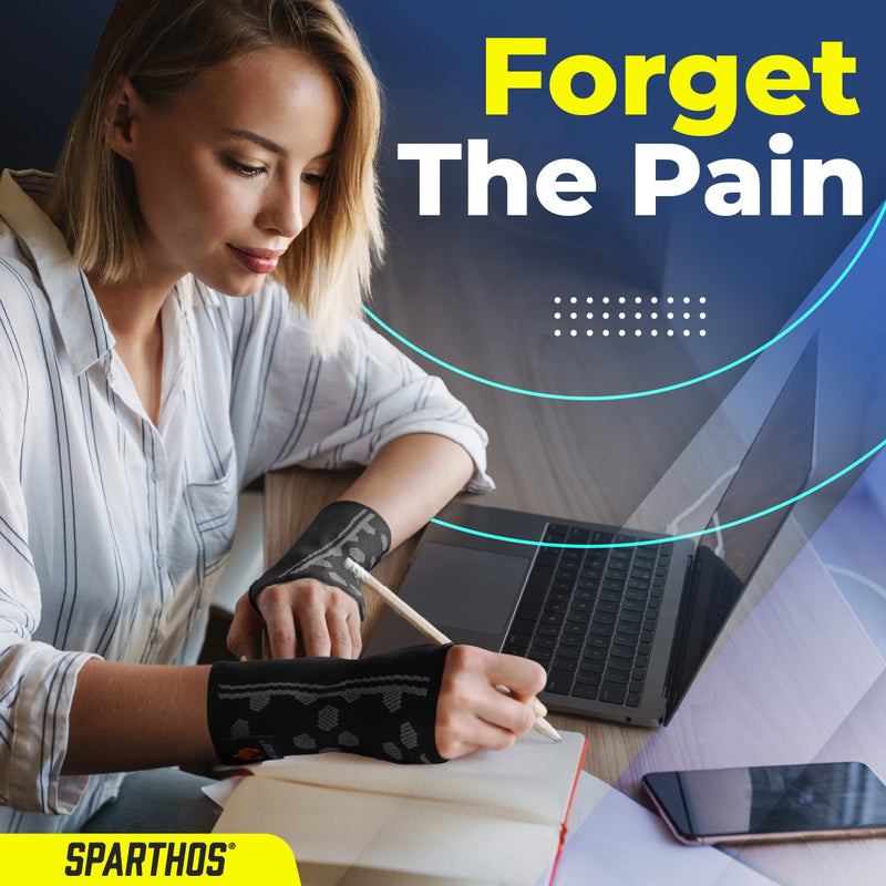 [Australia] - Sparthos Wrist Support Sleeves (Pair) – Medical Compression for Carpal Tunnel and Wrist Pain Relief – Wrist Brace for Men and Women – Made from Innovative Breathable Elastic Blend Small Midnight Black 