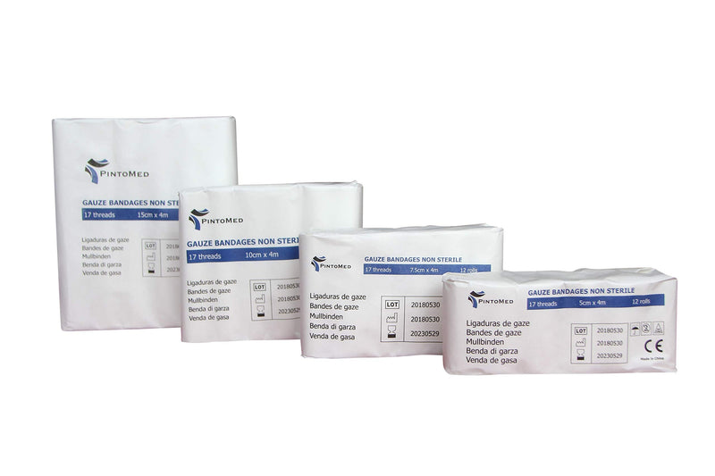 [Australia] - PintoMed - Gauze Bandage Roll Stretch Wound Care, Absorvent and Keeps Clean -17 Threads Non Sterile Size 10Cmx 4Mts 12pcs per Pack 10 CM 