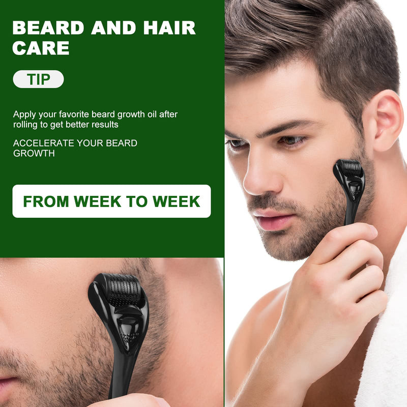 [Australia] - URAQT Derma Roller, 0.5mm Beard Roller, Titanium Micro Needling Roller for Men and Women, Beard Growth Roller for Stimulate Hair Growth, Facial Skin Care, Scar Removal 0.5mm-Black 
