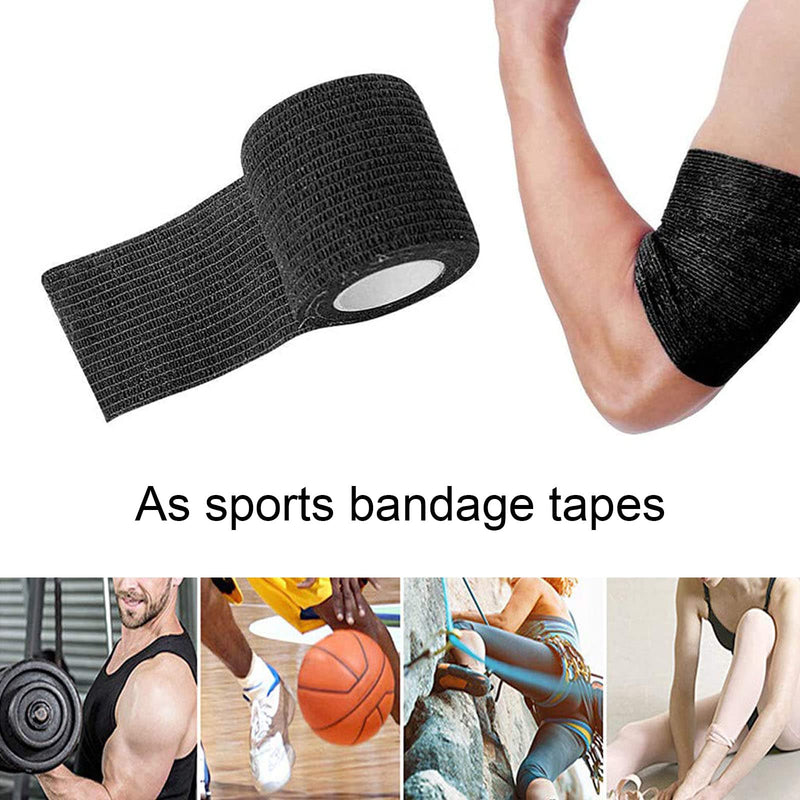 [Australia] - Self-adhesive Bandage - Unihuby 6pcs Grips Wrap Disposable Self Adhering Elastic Non-Woven for Handle Grip Tube Postoperative Wound Sports Protection (Black) Black 