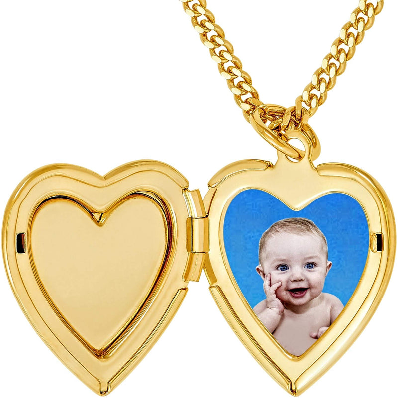 [Australia] - LIFETIME JEWELRY Inlaid Heart Locket Necklace for Women and Girls 24k Gold Plated 