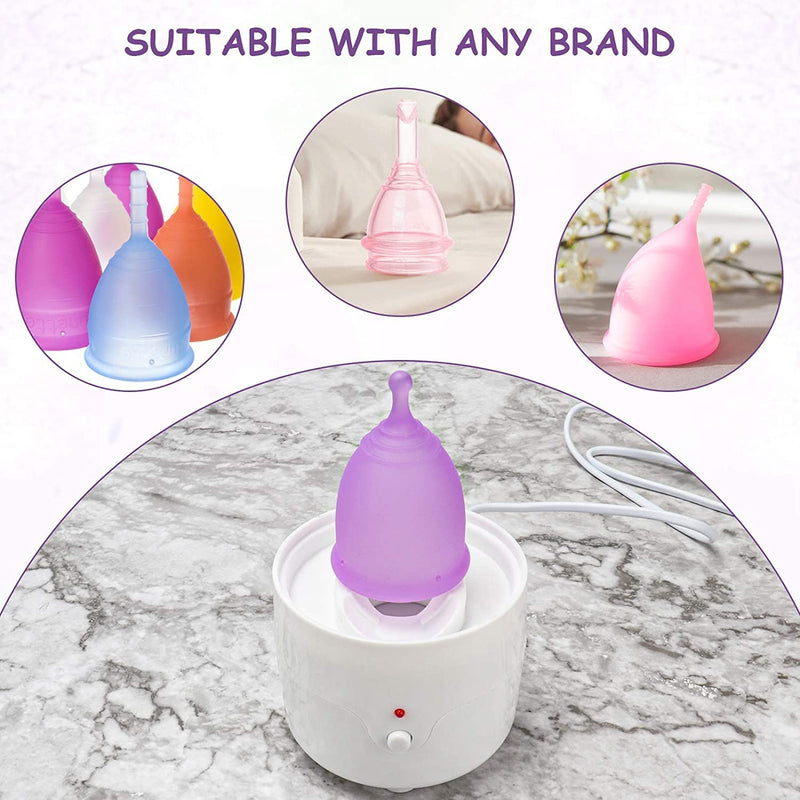 [Australia] - Menstrual Cup Steamer, Portable Menstrual Cup Wash Kit, Comes with Two Reusable Period Cup, High Temperature Steam, One Button Control, Great Partner for Women Also Suitable for Kegel Balls 