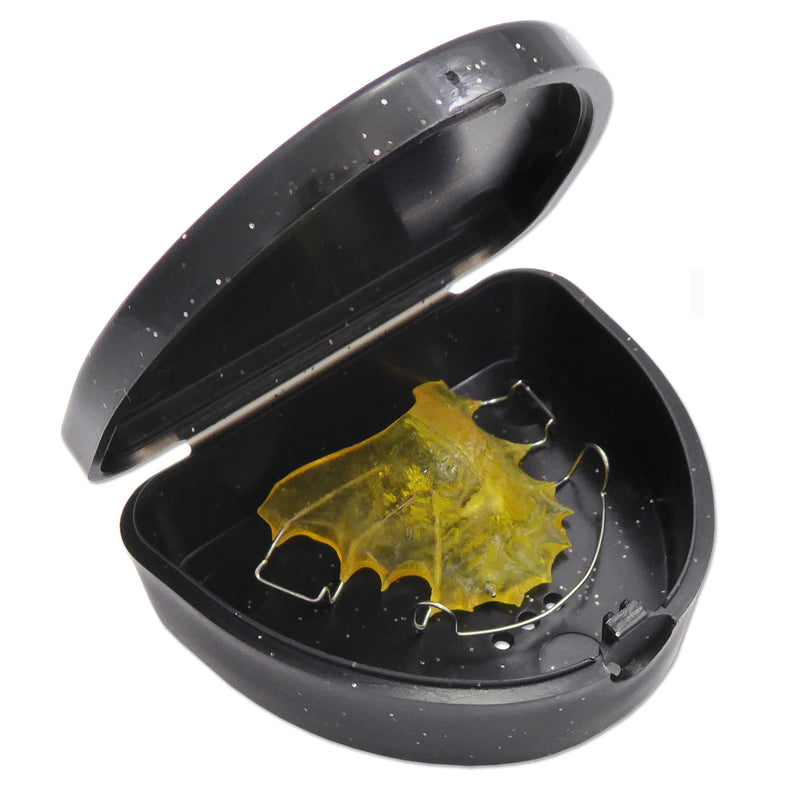 [Australia] - Slim Orthodontic Dental Case - Colour & Glitter Choices for Retainers, Bleaching Trays, Dentures & More (Glitter Black) Glitter Black 