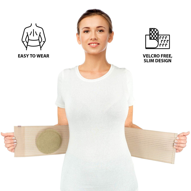 [Australia] - ORTONYX Premium Umbilical Hernia Belt for Men and Women / 6.25" Abdominal Binder with Hernia Support Pad - Navel Ventral Epigastric Incisional and Belly Button Hernias - Beige OX5241-S/M S/M (22"-35") 