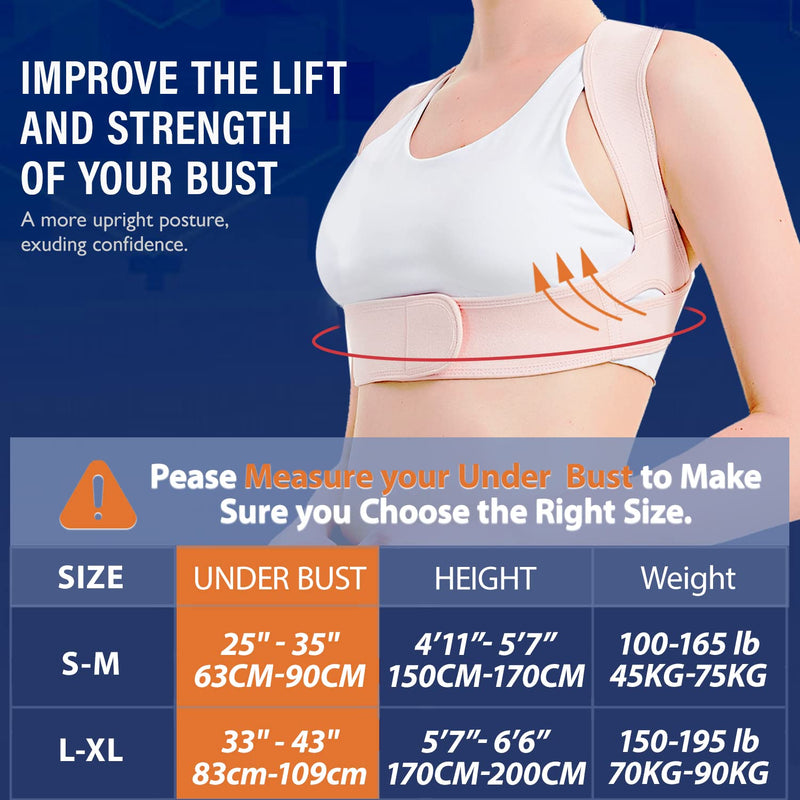 [Australia] - Posture Corrector for Women and Men, Vicorrect Adjustable Upper Back Brace for Clavicle Support and Providing Pain Relief from Neck, Shoulder, and Upper Back S-M (25"-35") Small/Medium 