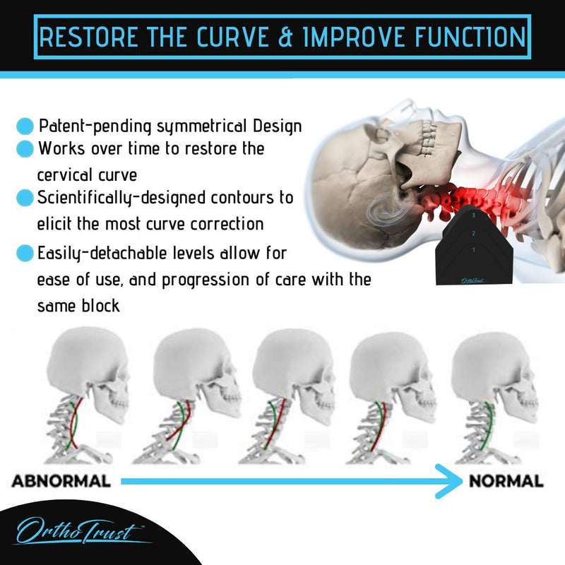 [Australia] - Zenith Cervical Traction Orthotic Chiropractic Neck Corrector 3-in-1 Device for Stretching Forward Head Posture Physical Therapy & Pain Relief Black 